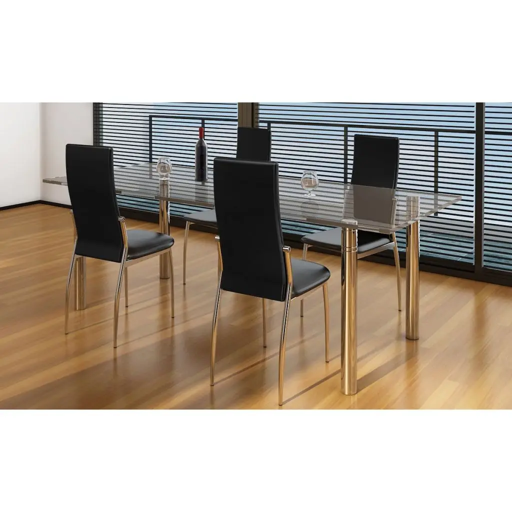

Kitchen Dining Chairs Set of 4 for Dining Room Home Decor Black Faux Leather