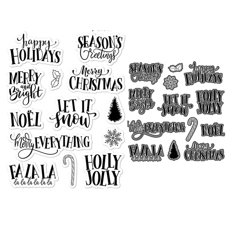 

2022 New Christmas Holiday Sentiments Clear Stamps Set Scrapbooking Cutting Dies Background Frames Card Craft