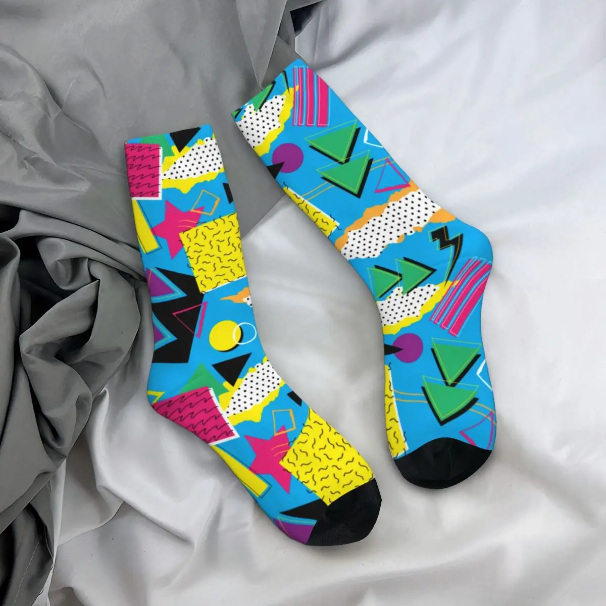 

Retro 80s Geometric Socks Memphis Art Print Pretty Teenage Mid Stockings Large Chemical Fiber Training Creative Socks