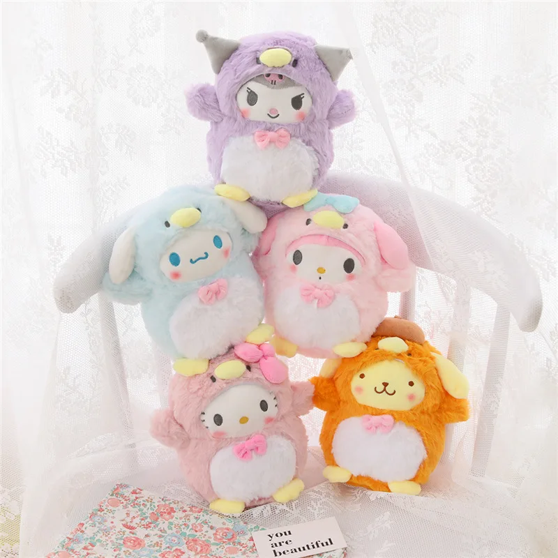 

Sanrios аниме Kawaii Kuromi Cinnamoroll My Melody Hellokittys помпон Пурины милый мультфильм превращается в плюшевую куклу плюшевый подарок