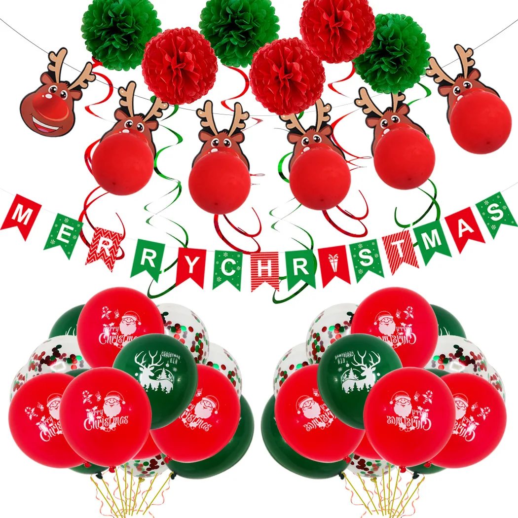 

Christmas Party Decoration Christmas balloon scene decoration round latex balloon combination with Christmas party