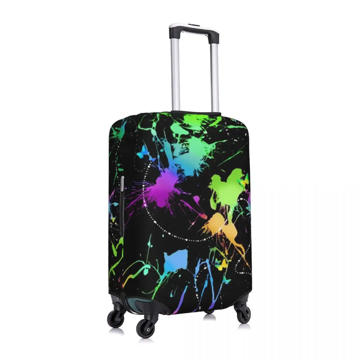 

Crazy Color Splash Ink Prints Luggage Cover Spandex Suitcase Protector Fits 19-21 Inch