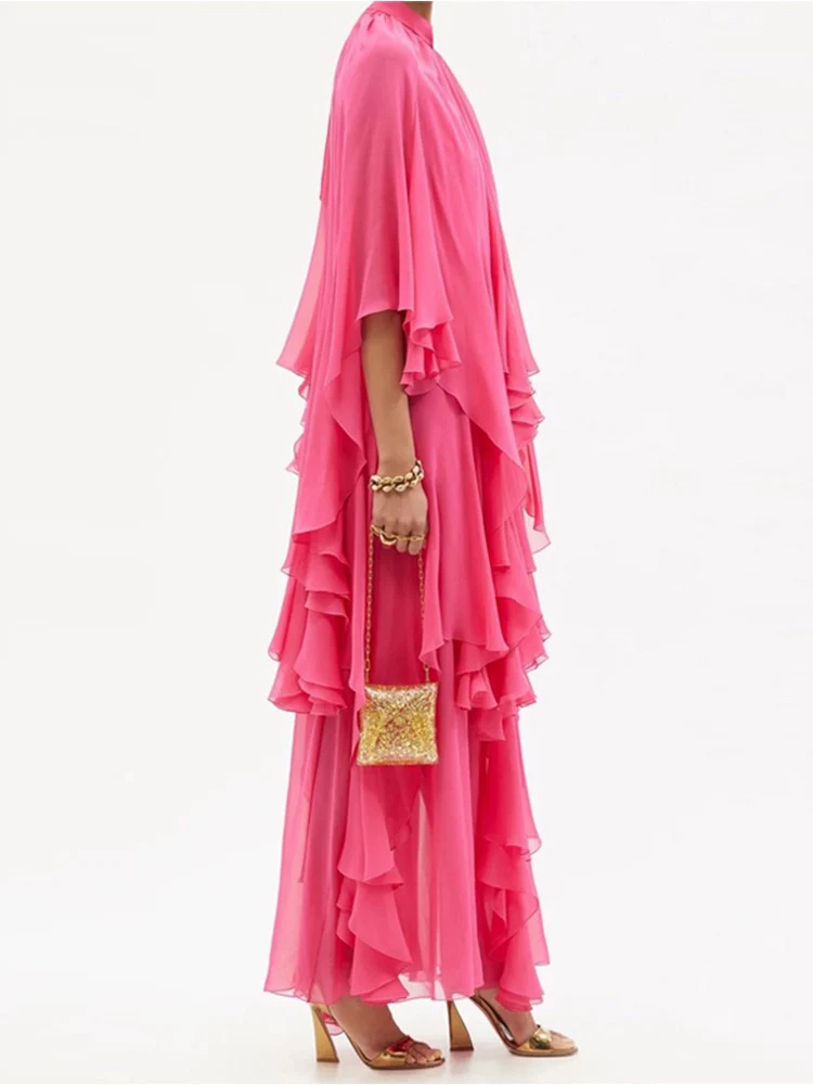 Весеннее новое модное сексуальное шифоновое платье с рюшами и