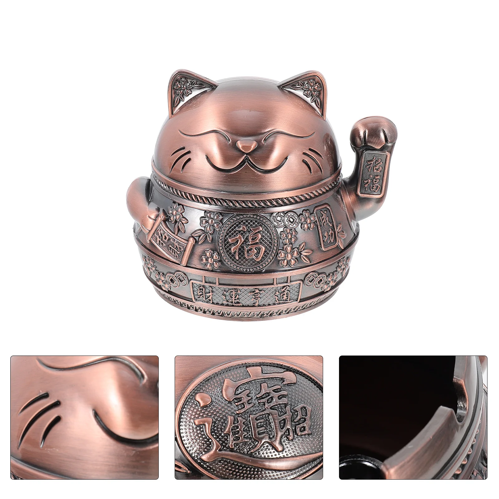 

Ashtray Cat Ash Ashtrays Lucky Holder Cigaretteoutdoor Tray Desktop Vintage Windproof Metal Indoor Fortune Retro Neko Home