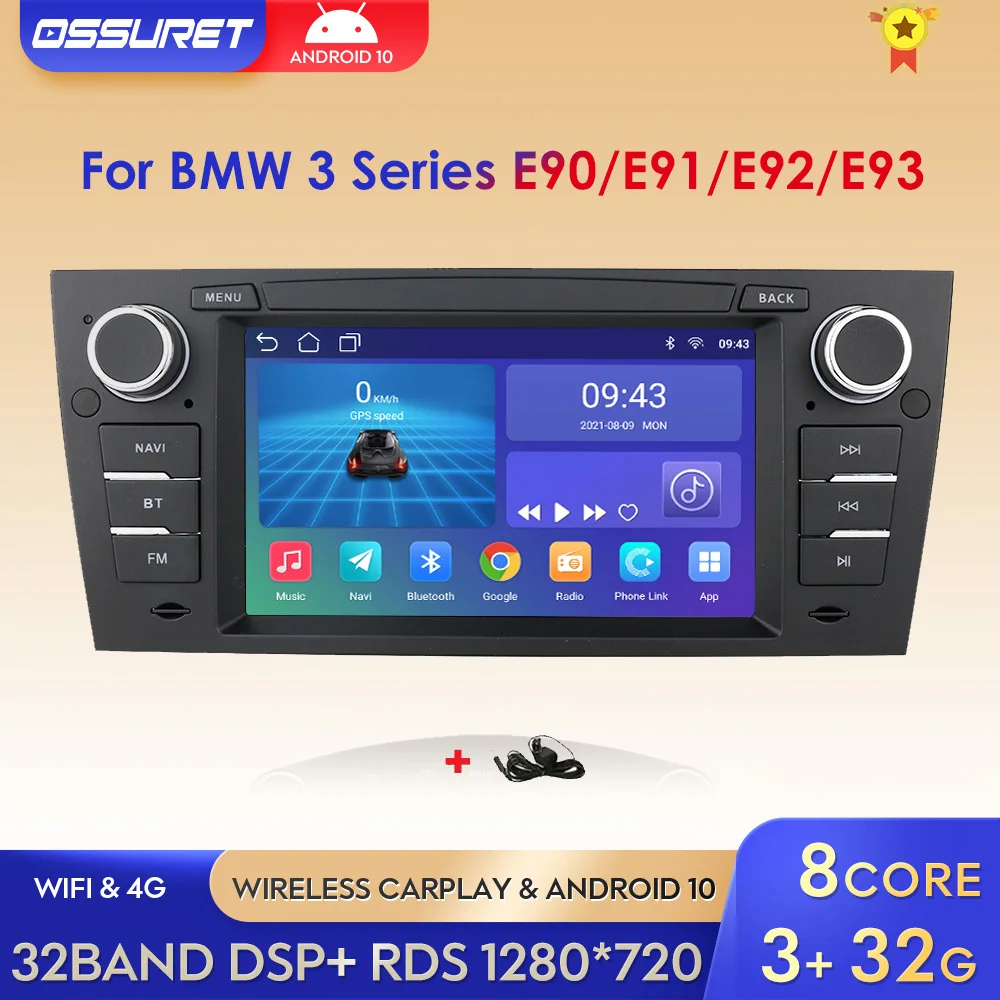

Android 10 Quad Core 7'' Car GPS Navigation Multimedia Player for BMW 3 Series E90 E91 E92 E93 2006-2012 Wifi 4G BT SWC USB DAB