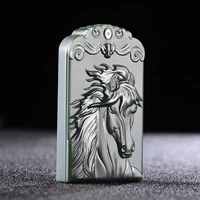 hot selling hand carve cyan jade zodiac horse head jade brand necklace pendant fashion jewelry accessories men women luck gifts
