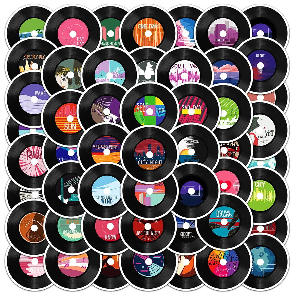 10/30/50pcs Cool Cartoon Music Record Stickers Decals Laptop Suitcase Phone Skateboard Car Waterproof Sticker Kids Classic Toy