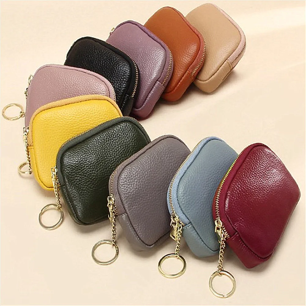 

New Genuine Leather Women Coin Purses Men Wallet Kids Coin Money Key Pouch Wallet Zipper Card Holder Money Bag For Ladies Clutch