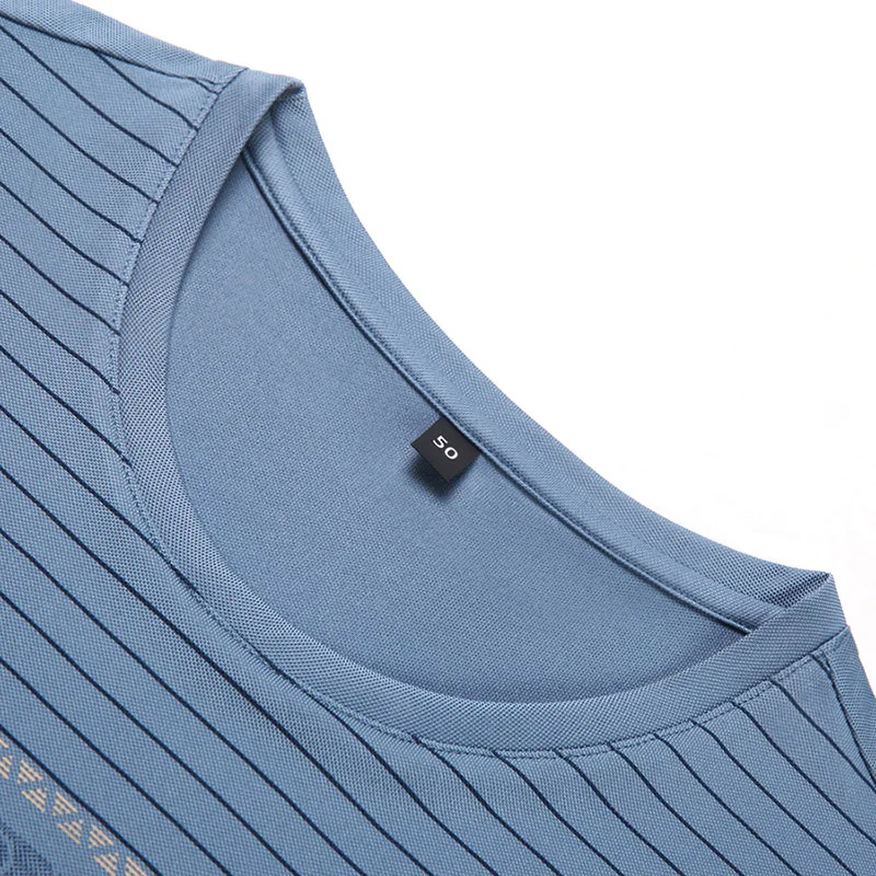 Romon Men Short Sleeve 2025 New Arrival Ice Silk Business Casual Summer Thin round Neck T-Shirt Men's Top |