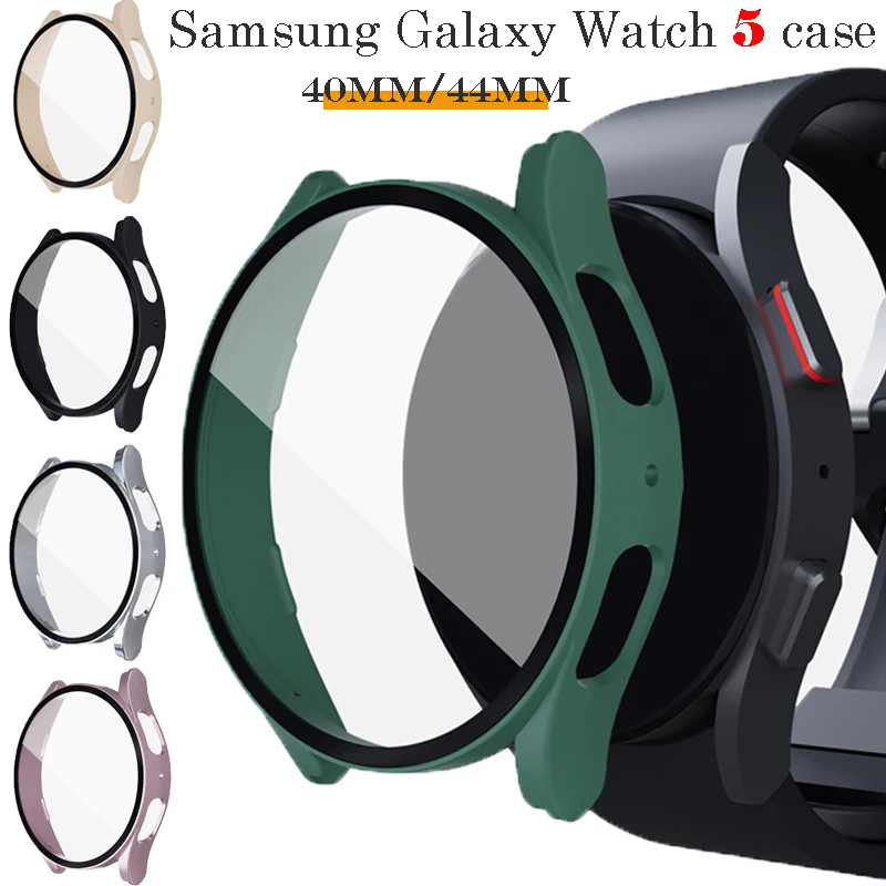 

Tempered Glass+ PC Cover for Samsung Galaxy Watch 5 44mm 40mm All Coverage Protective Bumper Case for Galaxy Watch5 Accessories