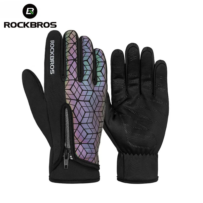 

Rockbros wholesale Winter Gloves Touch Screen Thermal Fleece Climbing Skiing Bike Gloves Windproof Warm Cycling Gloves S077-8