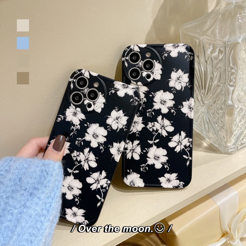 

Korean Art Retro Painting Flowers Soft Phone Case For iPhone 13 12 11 Pro Max X Xr Xs Max 7 8 Puls SE Cases Silicone Back Cover
