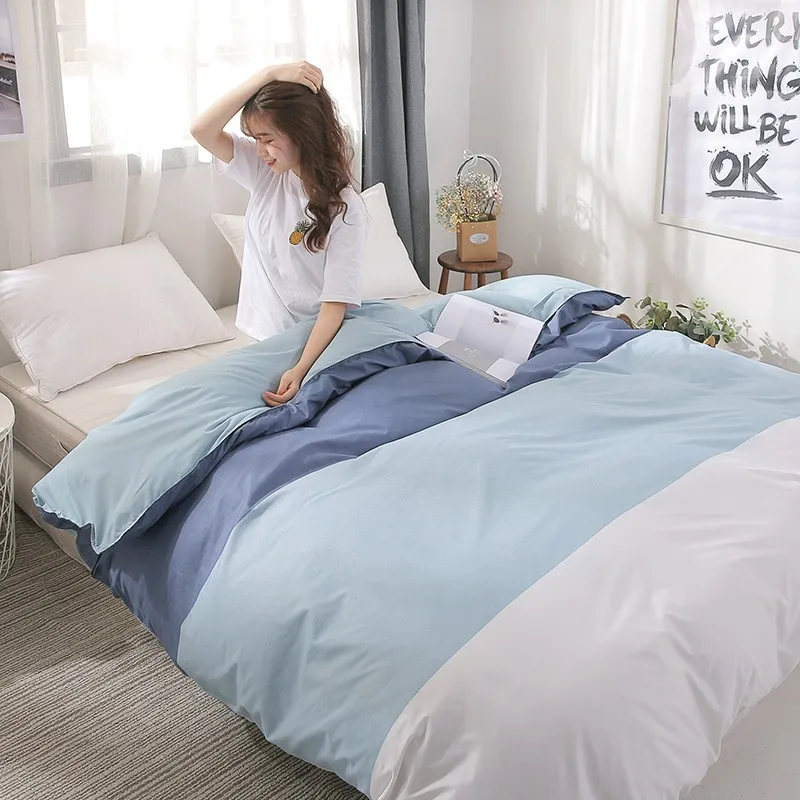 

Japanese blue and white stripes Duvet Cover 240x210/175x220 Quilt Cover,King Size Blanket Cover，Bedding Set【Without pillowcase】