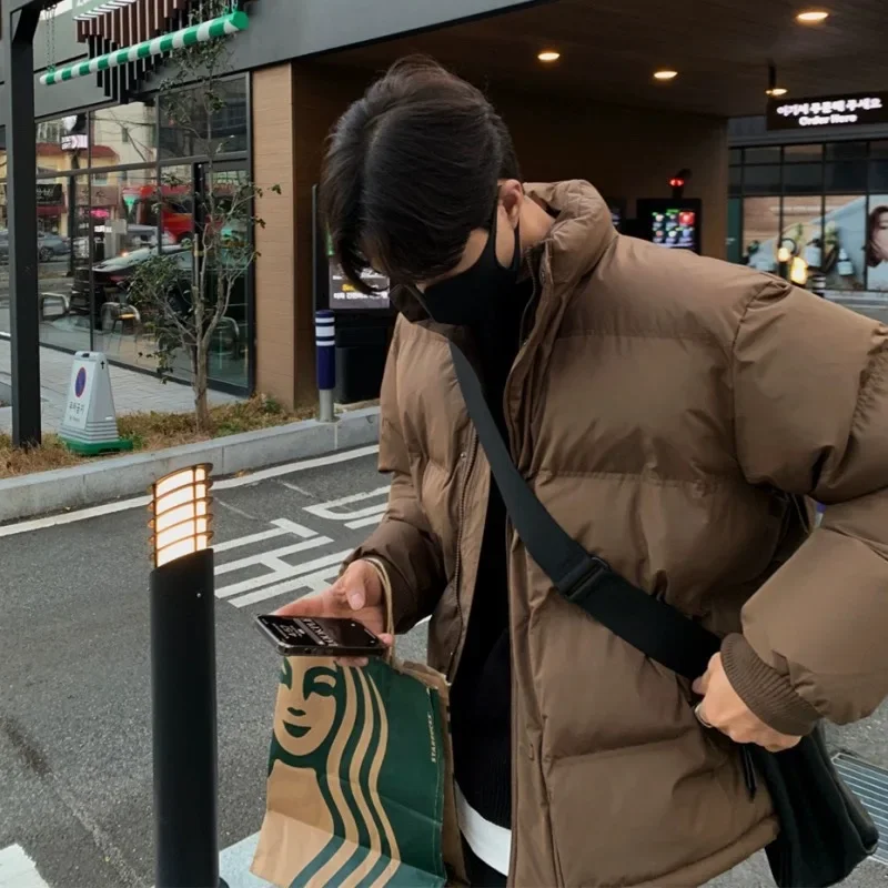 CMY220 2024 зимнее мужское коричневое хлопковое пальто в корейском стиле с