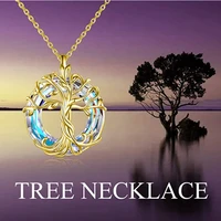 tree of life necklaces 925 sterling silver celtic family tree necklace with circle crystal jewelry gifts for women girls mother