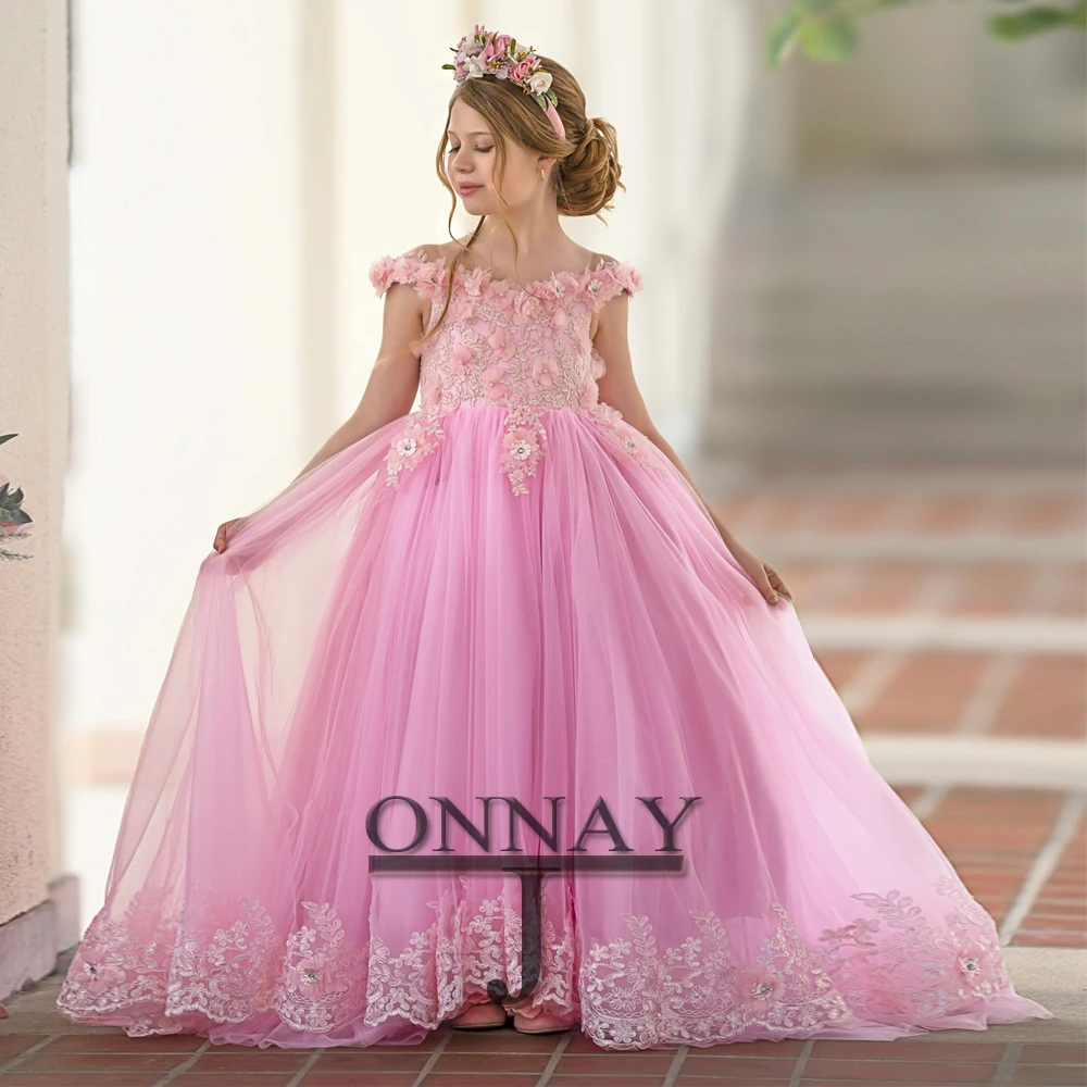 JONANY стильное платье с цветочной аппликацией для девочек на день рождения и