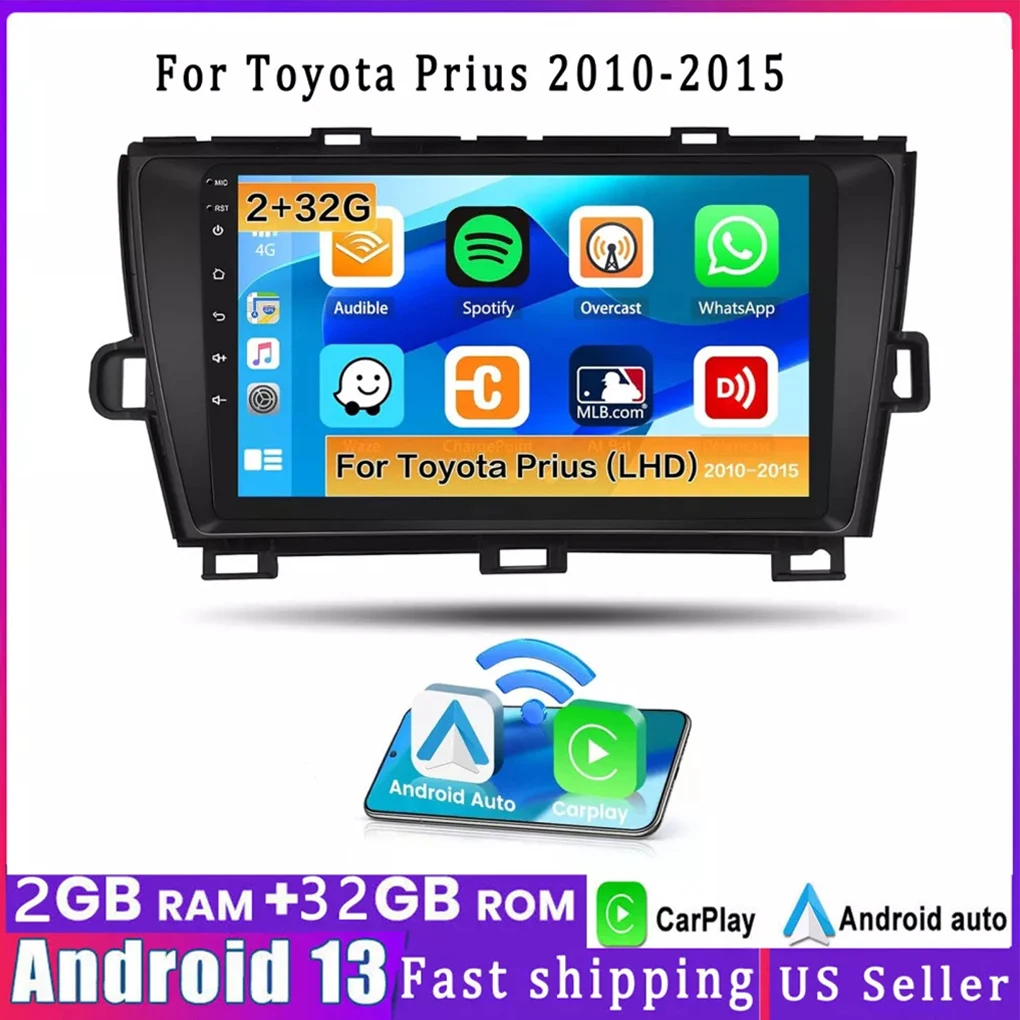 Фото Автомобильный радиоприемник мультимедиа для Toyota Prius 2010-2015 Android 14 2Din ideo плеер GPS навигация Carplay экран DSP стерео №1