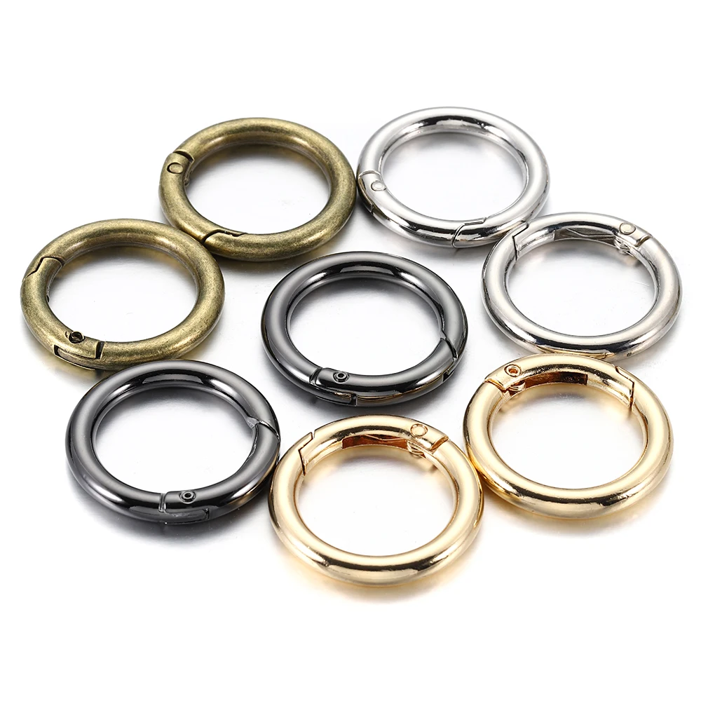 5 Piece O Shape Ring Keyring Spring Clasps Openable Handbag Belt Strap Buckles Dog Tag Chain Snap Clasp Connector for DIY Making
