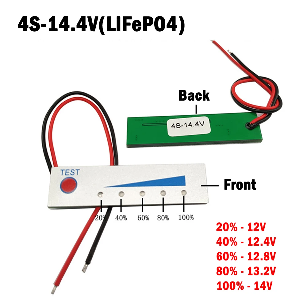 

2S8.4V 3S12.6V 4S16.8V4S14.4V Li-ion LiFe PO4 Battery Capacity Test Panel Power Level Indicator Board LED Display Electric Tool