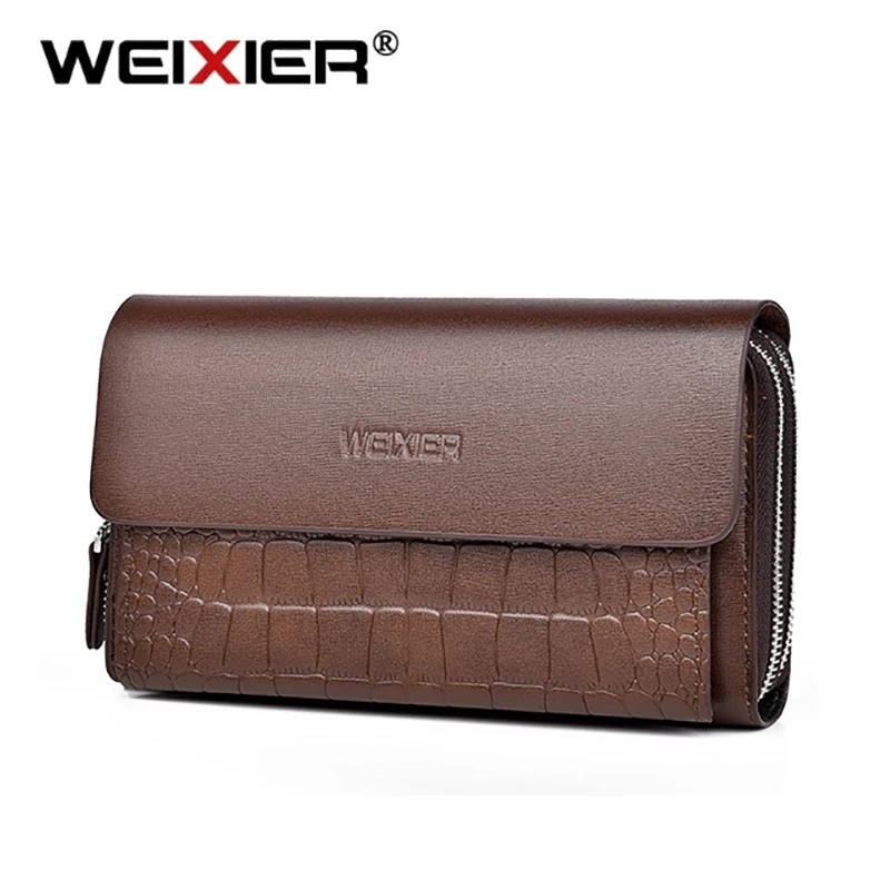 WEIXIER мужской однотонный простой клатч классический с магнитной пряжкой