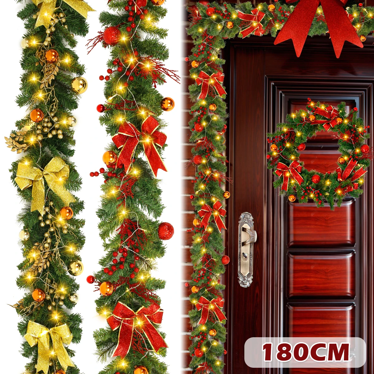 

6Ft/1.8m Christmas Garland with Lights Pre-Lit Artificial Christmas Garland Battery Operated National Tree Company Reusable