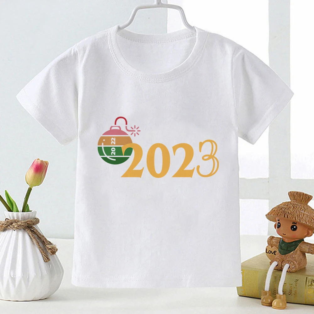 

Забавные детские футболки Blow Up 2022 Usher in 2023, белые топы с коротким рукавом и круглым вырезом, модные новые поступления, Детская футболка для ма...