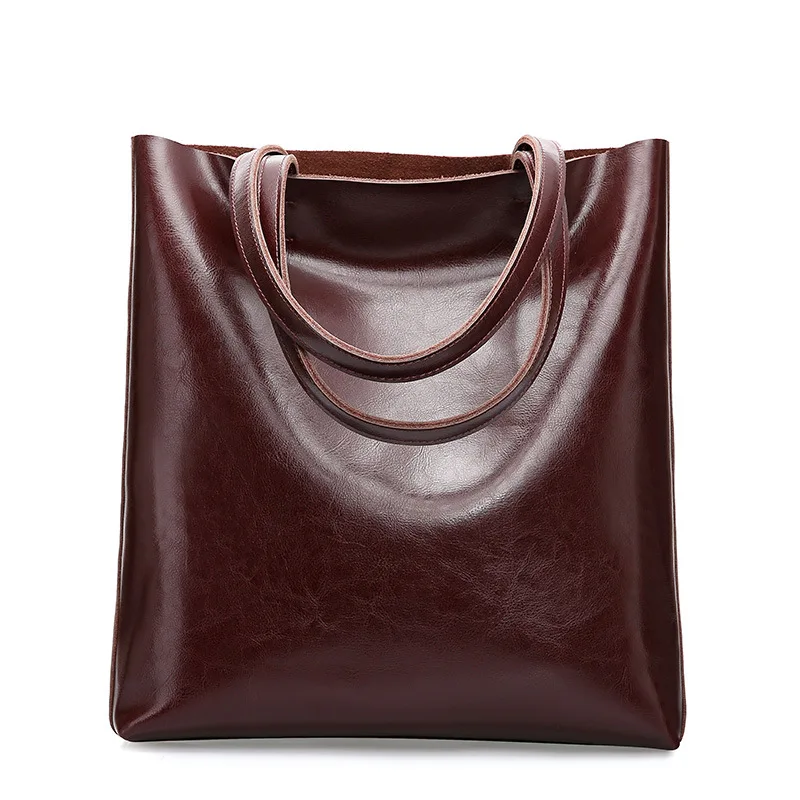 Сумка из натуральной воловьей кожи для женщин, большая винтажная дамская сумочка, офисный тоут на плечо, 2023