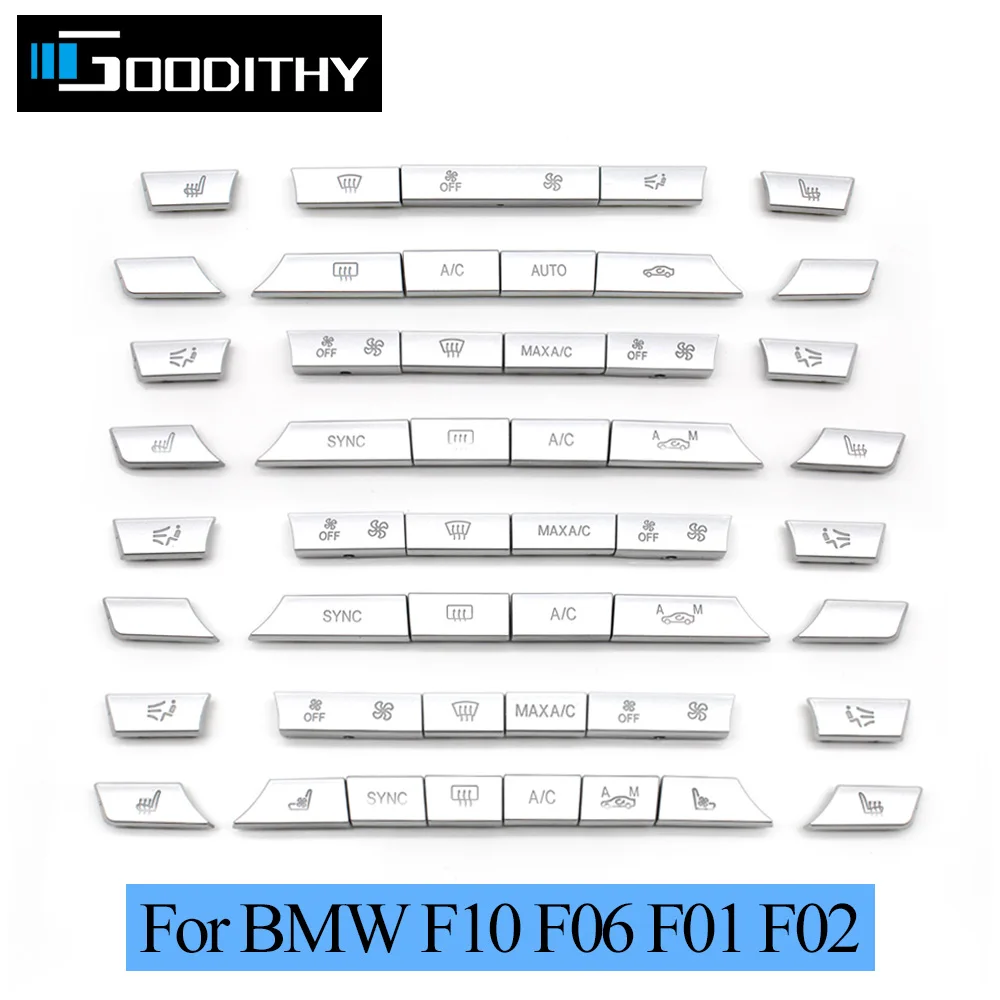 Silver Temperature Control Caps Dashboard Air Conditioner Buttons Decoration Cover Trim For BMW 5 6 7 Series F10 F01 F02 F06 530 Silver Temperature Control Caps Dashboard Air Conditioner Buttons Decoration Cover Trim For BMW 5 6 7 Series F10 F01 F02 F06 530