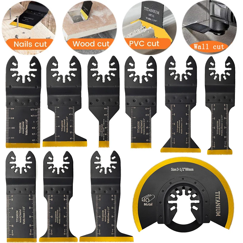 

10/20/34/45/64/88mm Titanium Oscillating Blades Multitool Oscillating Saw Blades Tools Accessories for Wood Hard Material Metal