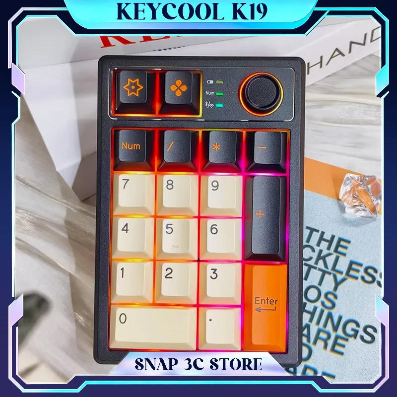 Фото Беспроводная механическая цифровая клавиатура Keycool K19 Bluetooth 2.4G с креплением Gasket, цифровой панелью, регулятором, возможностью горячей замены переключателей, RGB-подсветкой для ноутбуков и Mac №1