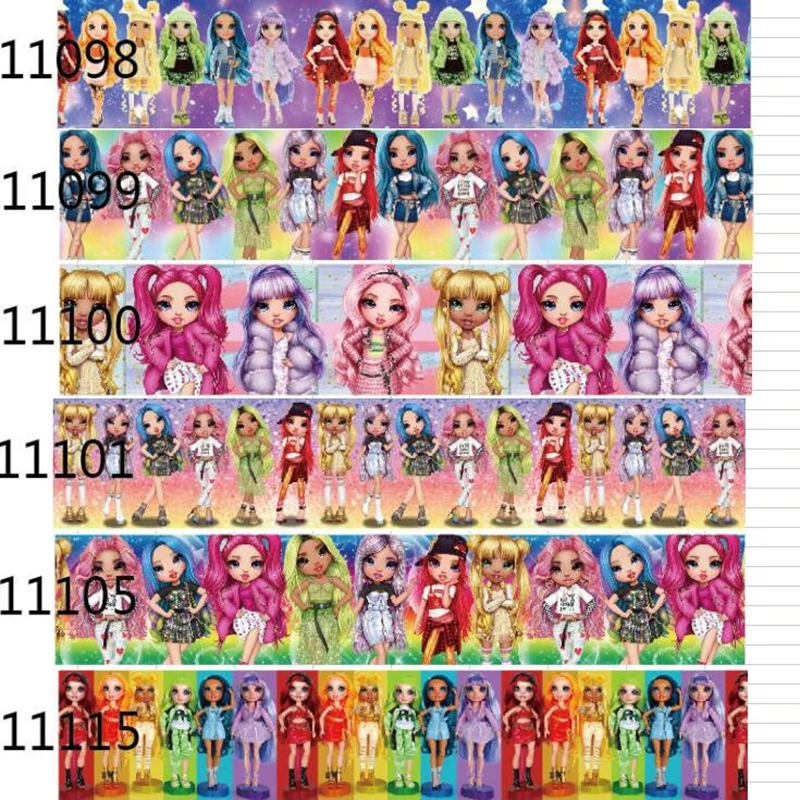 Милая Радужная мультяшная корсажная лента для сделай сам с принтом 25 мм 38 10 ярдов