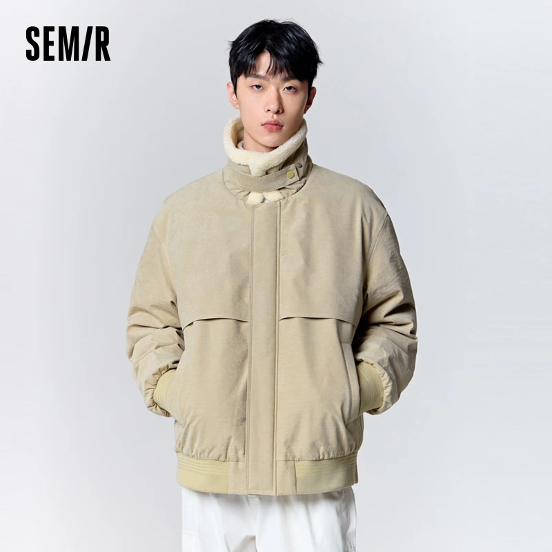 

Куртка Semir мужская пуховая в стиле ретро, Модный пуховик из искусственной замши, с лацканами, свободная верхняя одежда, зима 2023