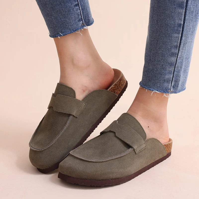 

Pallene Boston Clogs For Women Fashion Cork Suede Mules Slides For Classic Cork Antislip For Outdoor Slippers With Arch Support