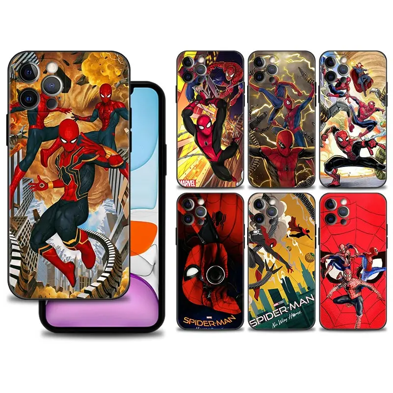 

For iPhone 7 11 12 13 Pro Max Mini 13Pro 12Pro 11Pro XR XS XSMax X 8 6 6S Plus Coque Marvel Spiderman 3 Three generations Comics