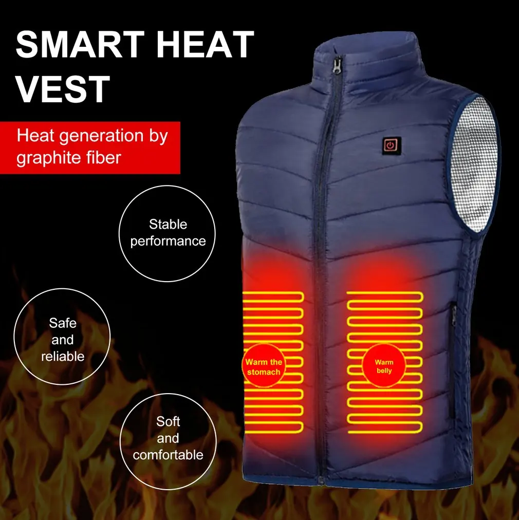 

Intelligent Heating Vest Men's Winter Electric Heating Clothing USB Constant Temperature Nine-zone Heating Jackets
