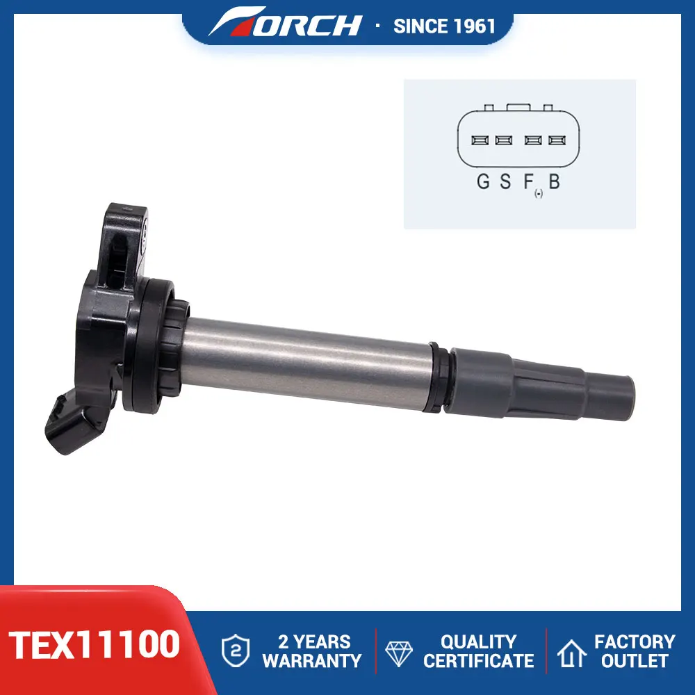 

High Performance Torch Ignition Coil TEX11100 Replace for U5145/48395 TOYOTA 90919-02258 90919-02252 90919-C2003 90919-C2004