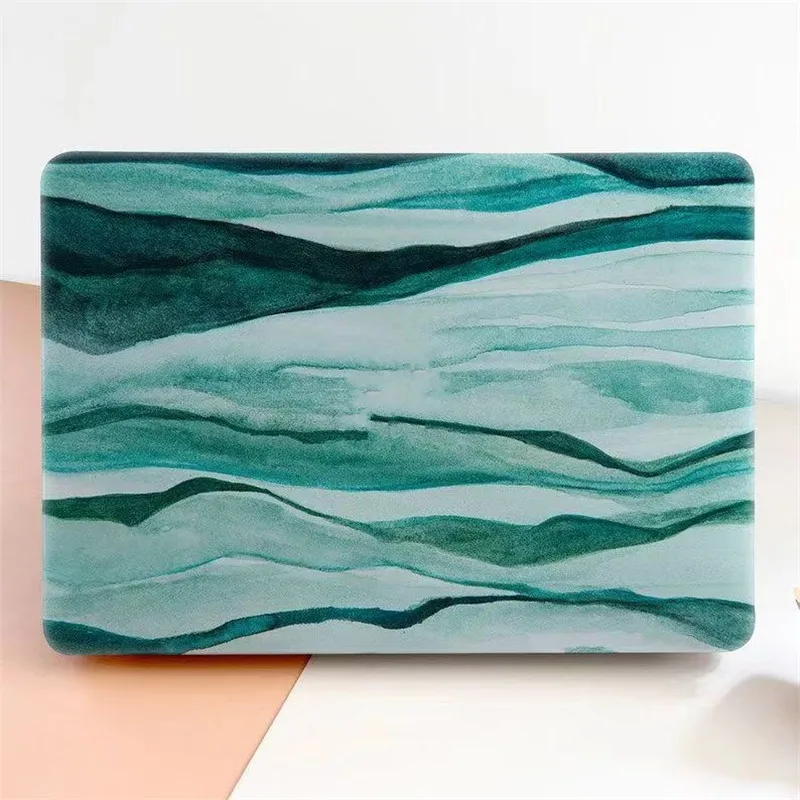 

For Macbook Air Pro 12 13 14 15 16 Inch Case M1 M2 2020 2021 2022 A2141 A2485 A2442 A1707 A1990 Touch Bar Green Wave Sand Cover