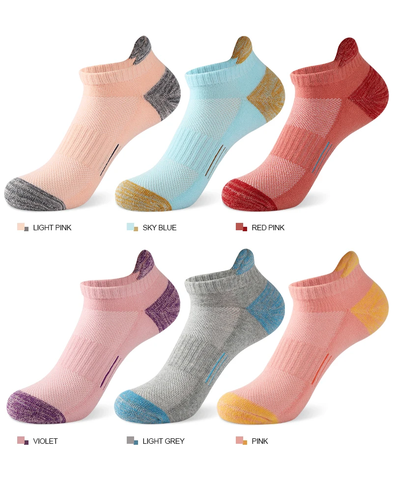 6 Pairs Sports Running Socks Women Athletic Cycling Ankle Socks Thin Breathable Quick Dry Marathon Fitness Short Low Cut Socks