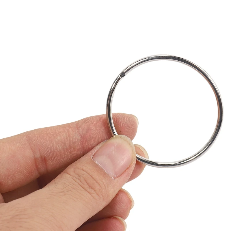

50X Quality 50Mm Keyring Split Ring Set Heavy Duty Large Nickel Key Loop Sprung Hoop