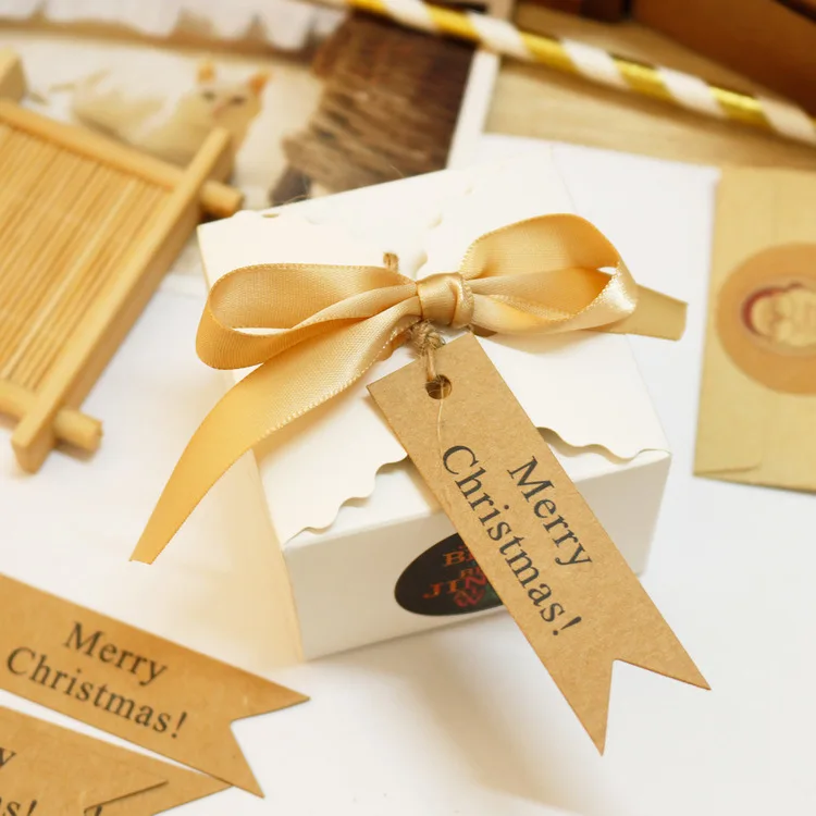 

100/200 шт. Рождественская крафт-бумага в стиле ретро, декоративная бирка, бирка для празднования одежды, этикетка, Подарочная коробка, бирка, д...