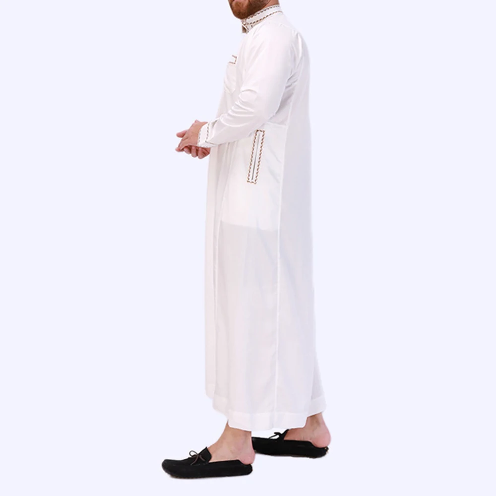 Middle East Ethnic Costumes Muslim Robe Male Aristocrat Luxury Dubai Arabian Islamic Prayer Dress Long-sleeved Top Worship Dress
