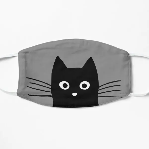 

Black Cat Face Flat Printing Face Mask Windproof Cute Protective Cosplay Winter Breath Anti Dust Health Reusable Pattern