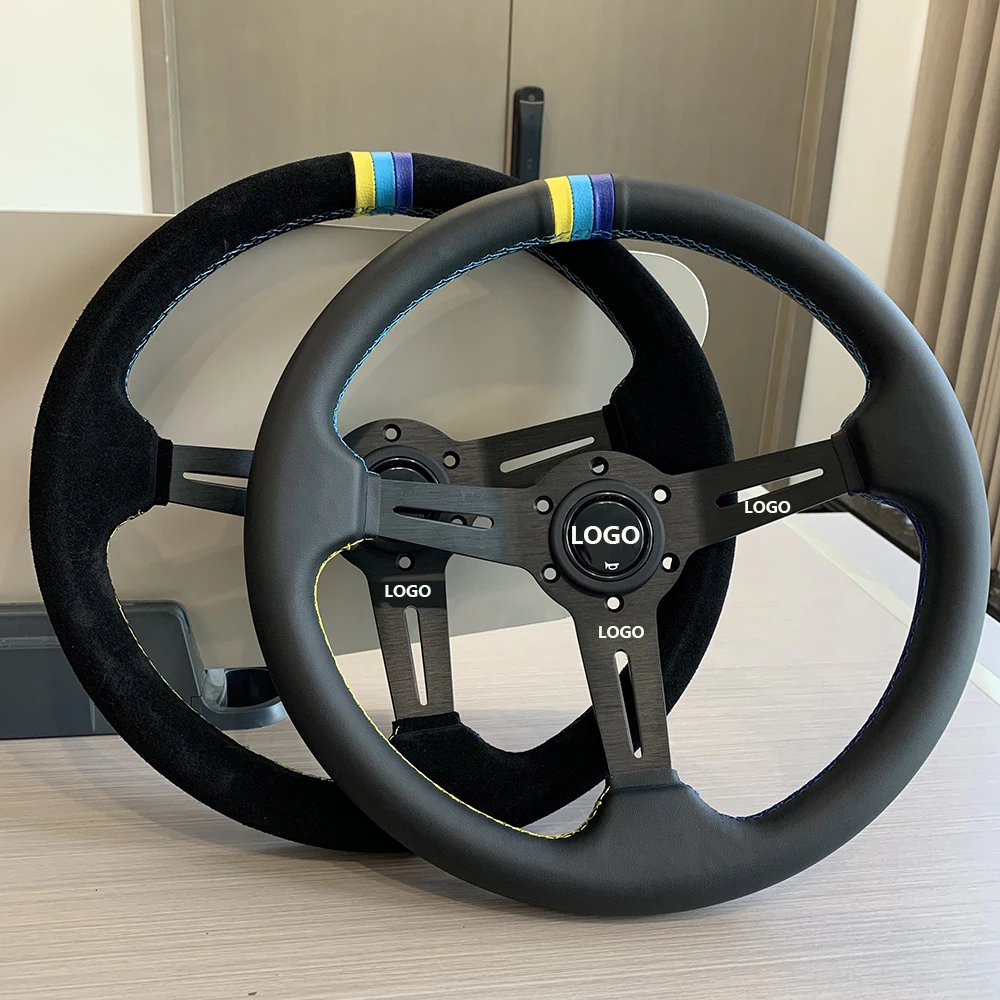 Высококачественный кожаный 14 дюймовый гоночный руль JDM в стиле гредди из замши и