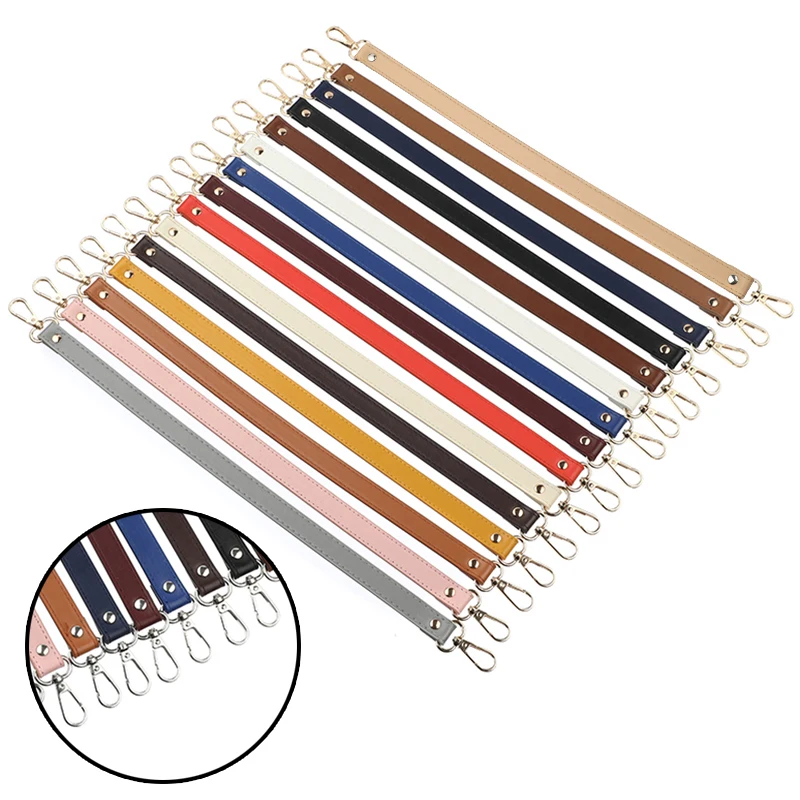 

46cm Short PU Leather Bag Strap Silver Gold Buckle Purse Straps DIY Replacement Handle for Handbag Bags Handle Bag Accessories