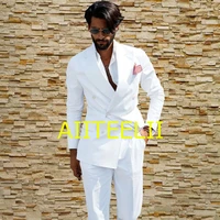 mens suit 2 piece white beach wedding tuxedo blazer pants jacket men costume homme