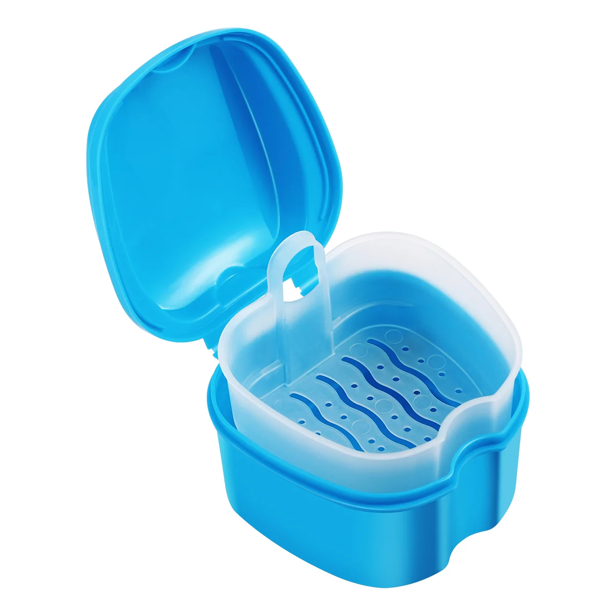 

ROSENICE Denture Bath Box Case Dental Retainer False Teeth Storage Case Box with Strainer (Sky-blue)