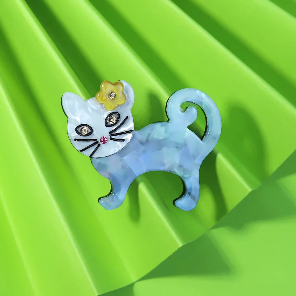 

Handmade Fashion Acrylic Lovely Cat Brooches for Man Women Original Design Animal Popular Clothing Bag Accessories Gifts