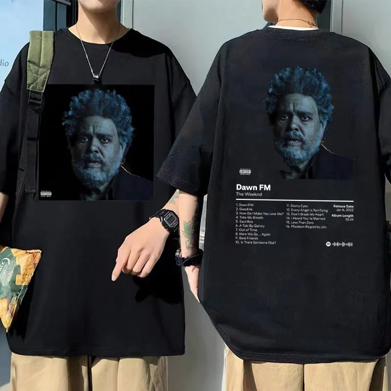 

New 90s The Weeknd Graphic T Shirt Men Women Hip Hop Loose Cool Tshirt Short Sleeve Dawn FM Album T-shirts Mens Y2k Streetwear