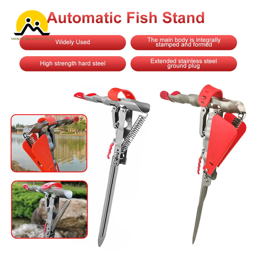 

Foldable Automatic Double Spring Angle Throwing Pole Tackle Bracket Anti-Rust Steel Fishing Bracket Rod Holder Fish Tackle