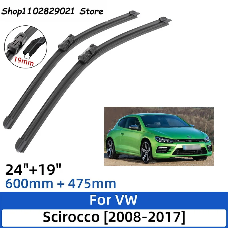 

2PCS For VW Scirocco 2008-2017 24"+19"Front Rear Wiper Blades Windshield Windscreen Window Cutter Accessories 2016 2017